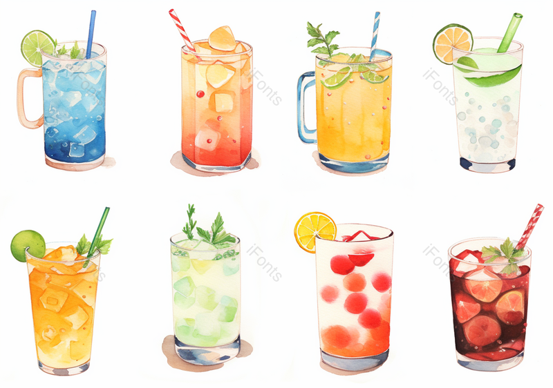 清凉夏日饮料水彩手绘插画,插画/手绘图,插画/手绘图库,插画/手绘图下载,插画/手绘